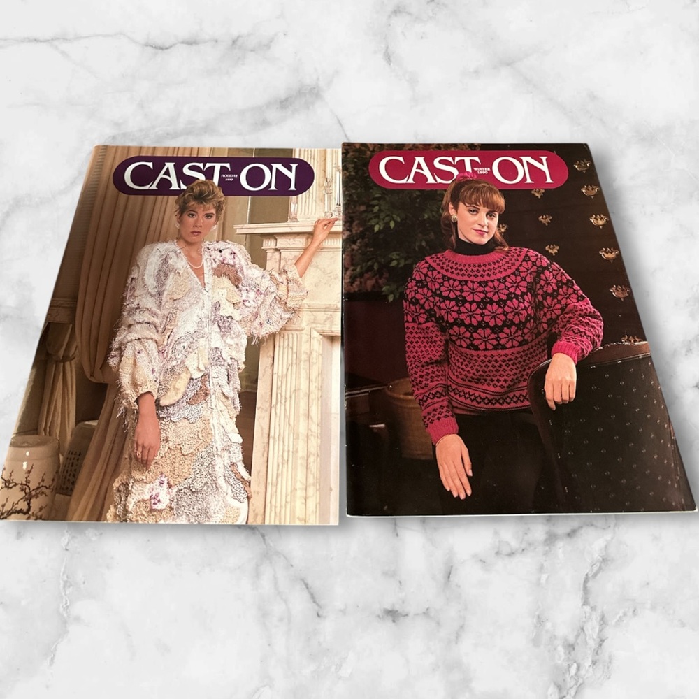 Vintage 1990 Cast On knitting magazine lot of 2